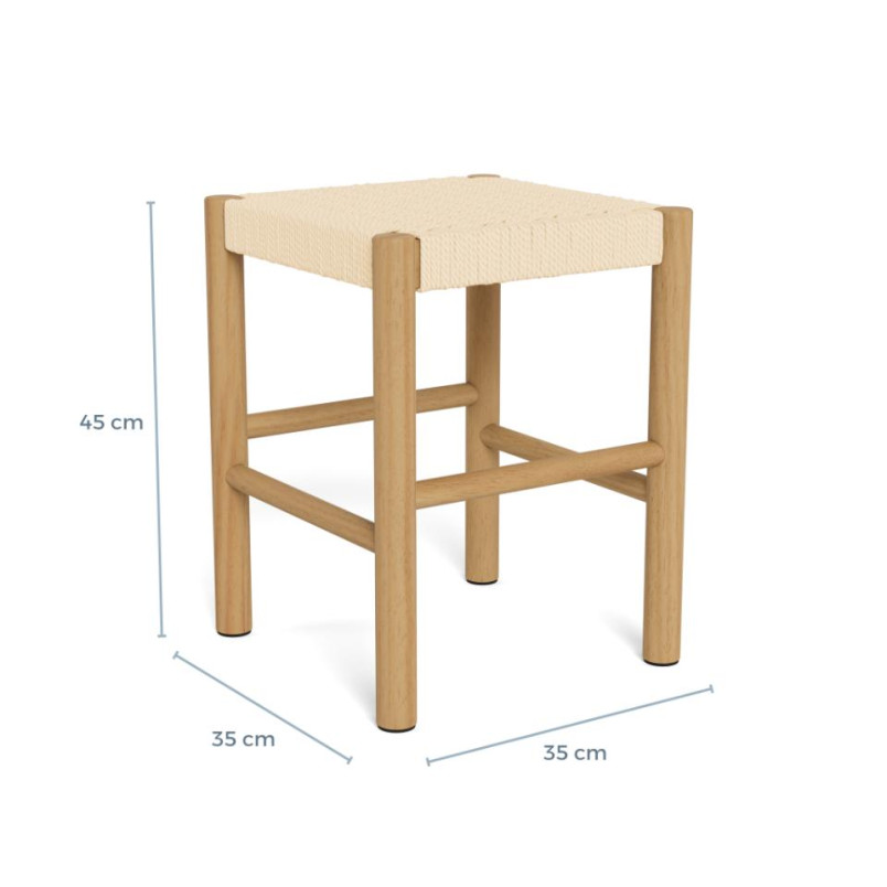 Stołek drewniany Actona Alvin | Naturalny design, 45cm