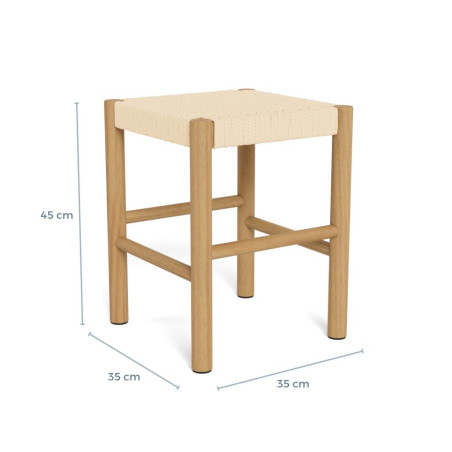 Stołek drewniany Actona Alvin | Naturalny design, 45cm