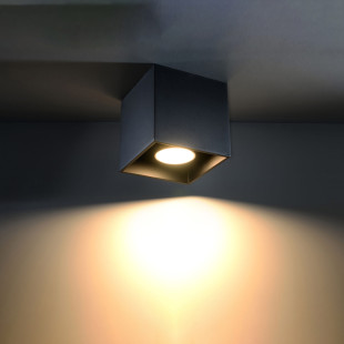 Lampa spot kwadratowa Quad czarna Sollux - Oświetlenie LED