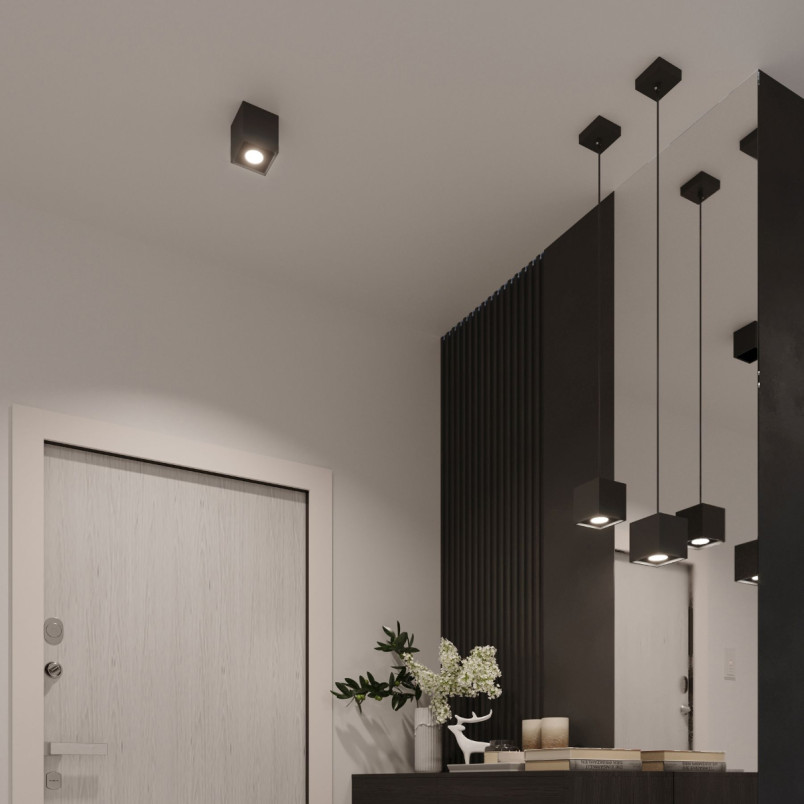Lampa spot kwadratowa Quad czarna Sollux - Oświetlenie LED