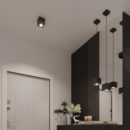 Lampa spot kwadratowa Quad czarna Sollux - Oświetlenie LED