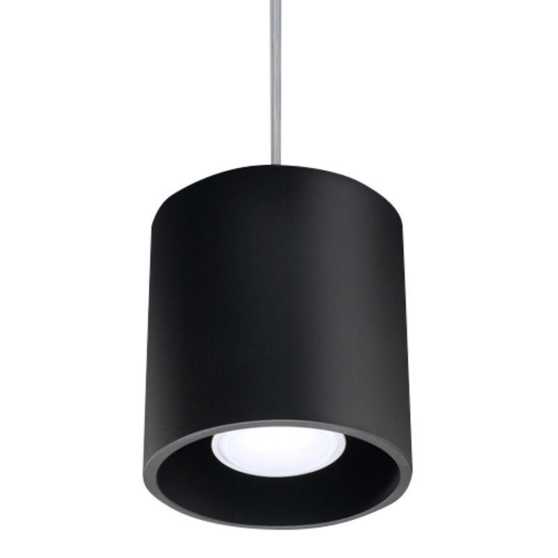 Lampa wisząca tuba Sollux Orbis 10cm czarna - Nowoczesne oświetlenie