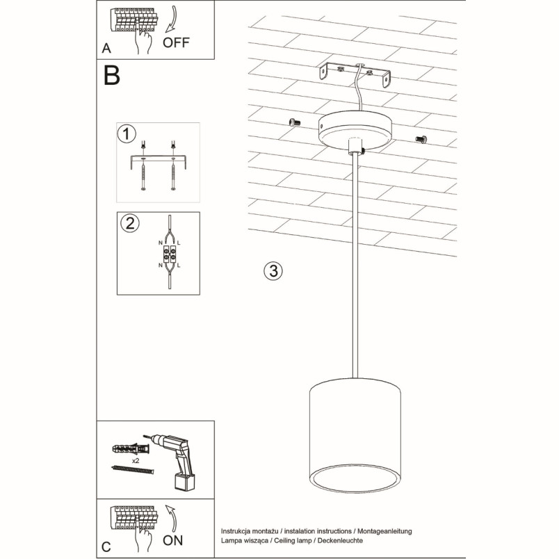 Lampa wisząca tuba Sollux Orbis 10cm czarna - Nowoczesne oświetlenie