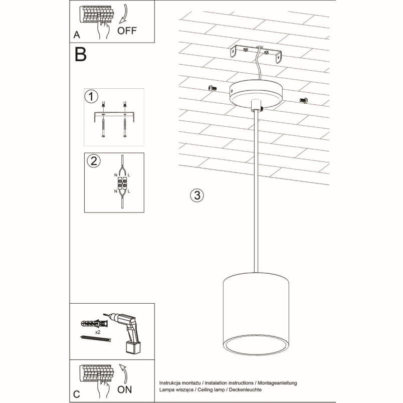 Lampa wisząca tuba biała Orbis 10cm - Sollux | Sklep z lampami
