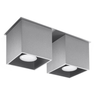 Lampa spot kwadratowa 2 punktowa szara Quad | Sollux