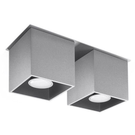 Lampa spot kwadratowa 2 punktowa szara Quad | Sollux