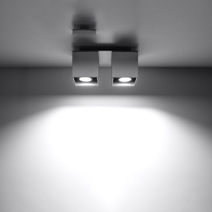 Lampa spot kwadratowa 2 punktowa szara Quad | Sollux