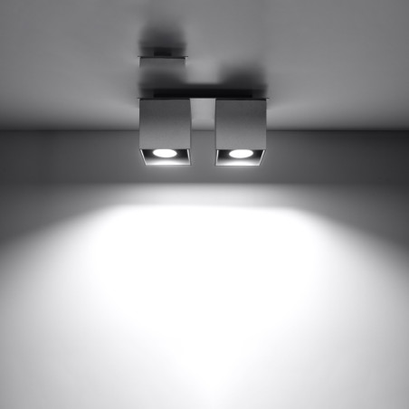 Lampa spot kwadratowa 2 punktowa szara Quad | Sollux