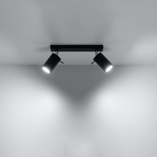 Reflektor sufitowy 2 punktowy Ring Long czarny - Sollux
