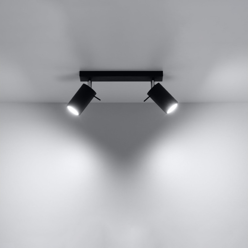 Reflektor sufitowy 2 punktowy Ring Long czarny - Sollux