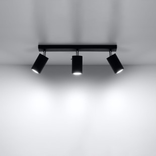 Reflektor sufitowy 3 punktowy Ring Long czarny Sollux - Oświetlenie