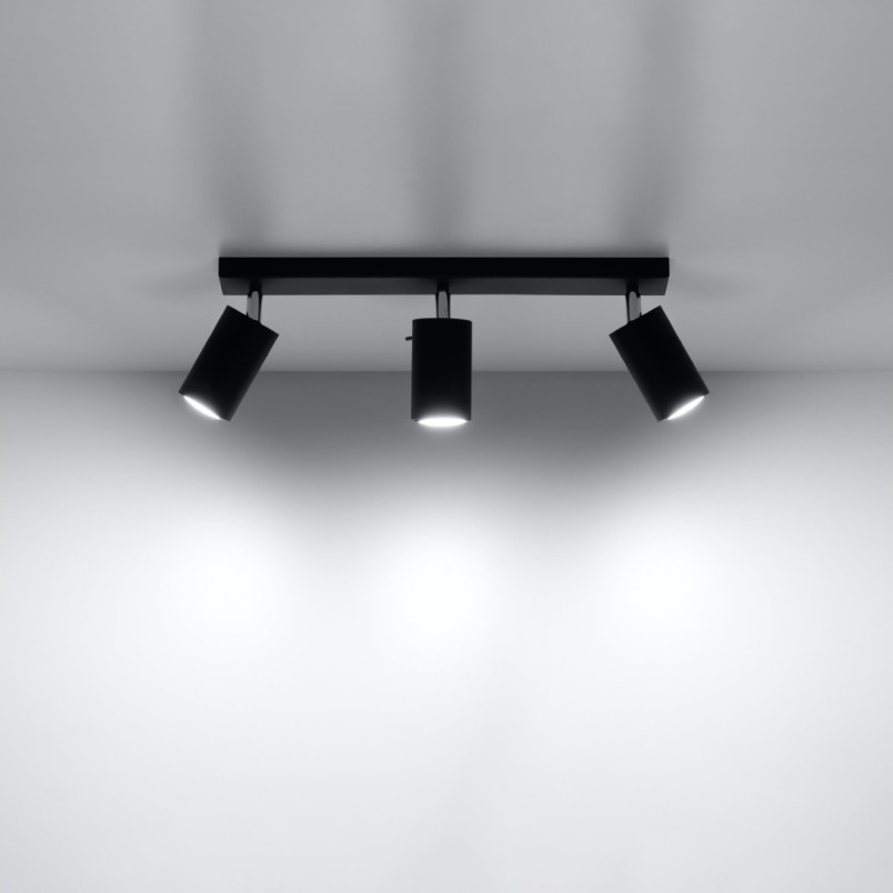 Reflektor sufitowy 3 punktowy Ring Long czarny Sollux - Oświetlenie