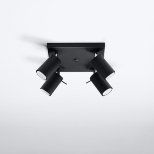 Reflektor sufitowy 4 punktowy Ring Square czarny - Sollux