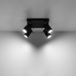 Reflektor sufitowy 4 punktowy Ring Square czarny - Sollux