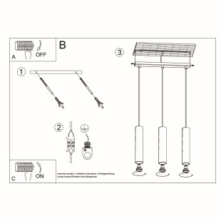 Lampa wisząca 3 tuby biała Lagos Sollux | Sklep z lampami