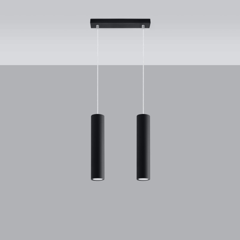 Lampa wisząca 2 tuby LAGOS czarna - Sollux | Sklep z lampami