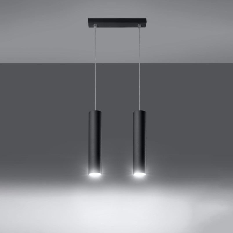 Lampa wisząca 2 tuby LAGOS czarna - Sollux | Sklep z lampami