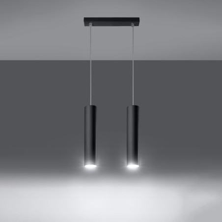 Lampa wisząca 2 tuby LAGOS czarna - Sollux | Sklep z lampami