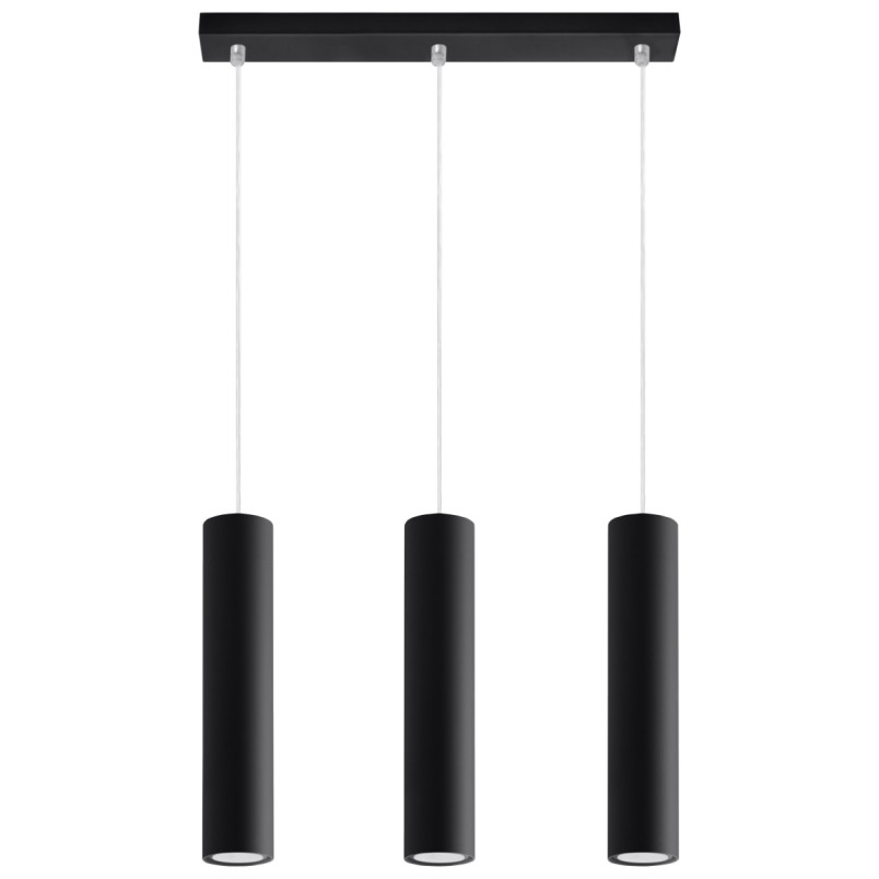 Lampa wisząca Lagos 3 tuby czarna - Sollux | Salon, Kuchnia
