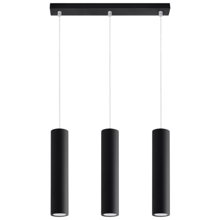 Lampa wisząca Lagos 3 tuby czarna - Sollux | Salon, Kuchnia