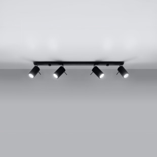 Reflektor sufitowy 4 punktowy Ring Long czarny - Sollux