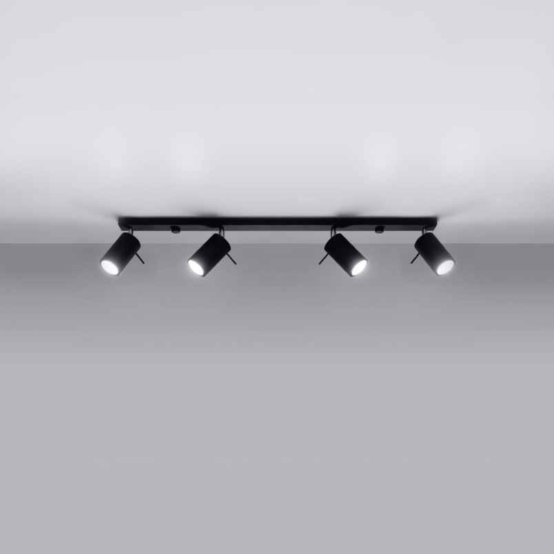Reflektor sufitowy 4 punktowy Ring Long czarny - Sollux