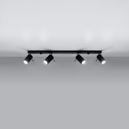 Reflektor sufitowy 4 punktowy Ring Long czarny - Sollux