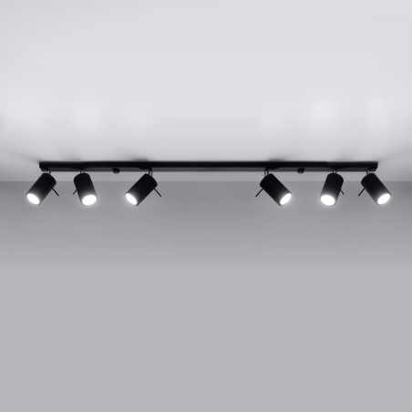 Reflektor sufitowy 6 punktowy czarny Sollux Ring Long - Sklep Lamp