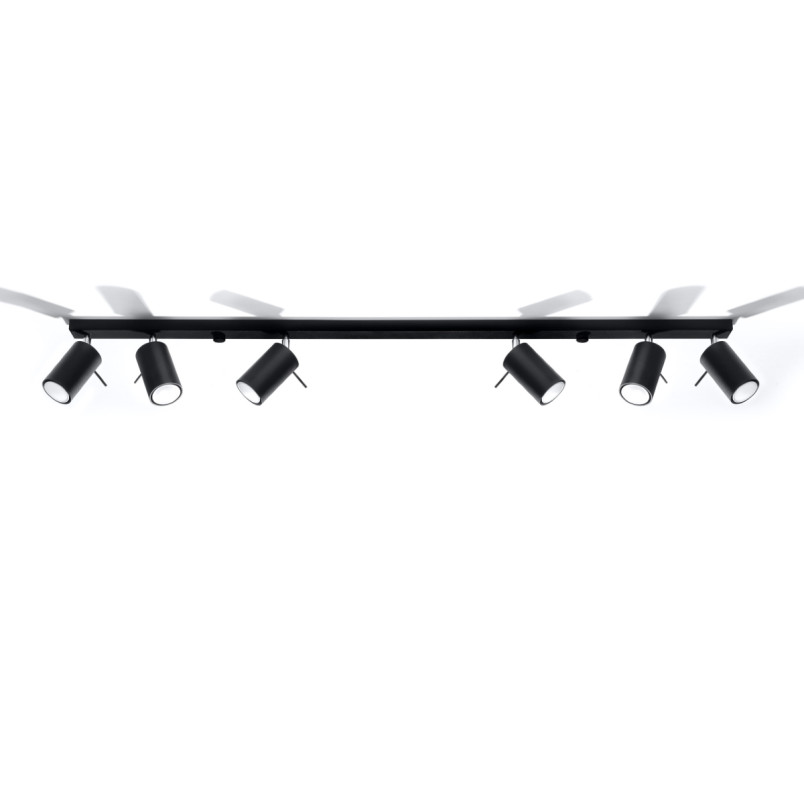 Reflektor sufitowy 6 punktowy czarny Sollux Ring Long - Sklep Lamp