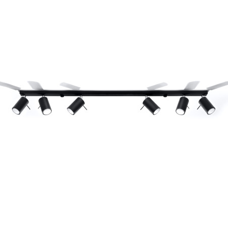 Reflektor sufitowy 6 punktowy czarny Sollux Ring Long - Sklep Lamp