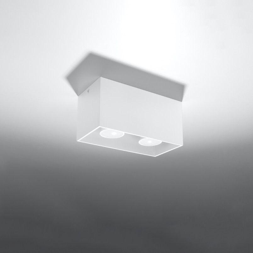 Lampa sufitowa kwadratowa 2xE27 biała Sollux - Quad Maxi