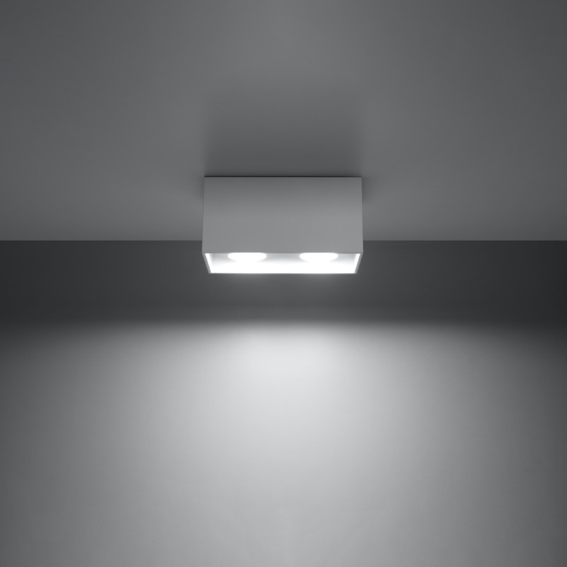 Lampa sufitowa kwadratowa 2xE27 biała Sollux - Quad Maxi