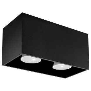 Lampa spot kwadratowa 2 punktowa Sollux Quad Maxi - Czarna