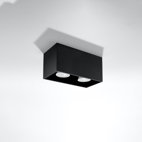 Lampa spot kwadratowa 2 punktowa Sollux Quad Maxi - Czarna