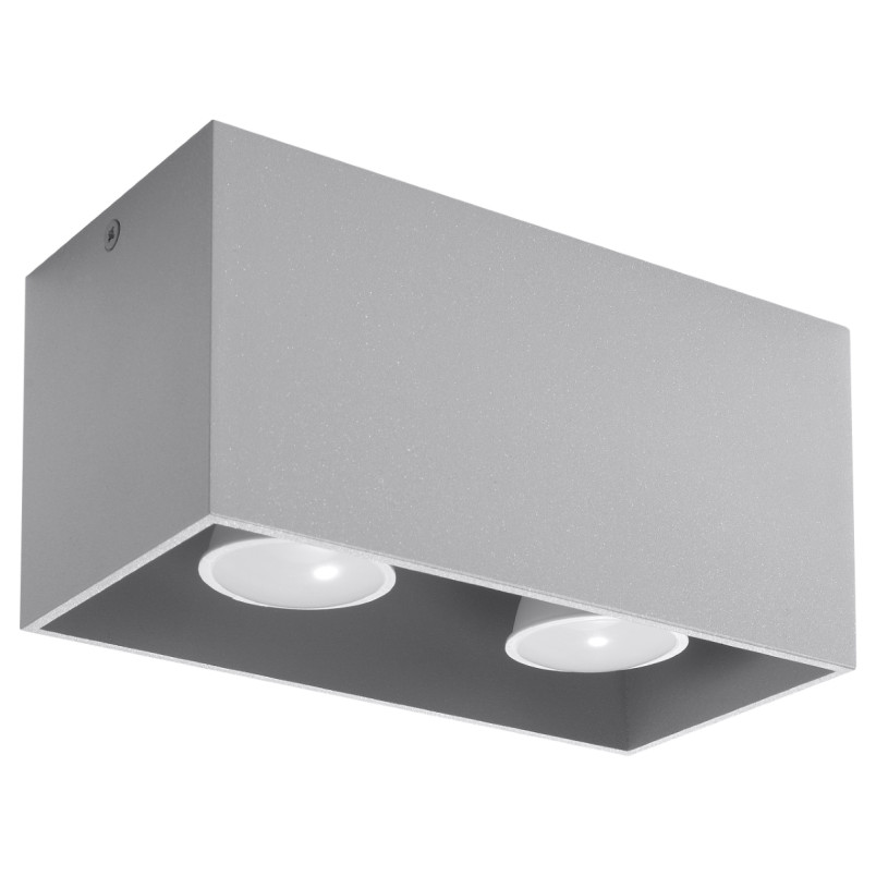 Lampa spot kwadratowa 2 punktowa szara Sollux Quad Maxi - Oświetlenie