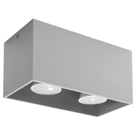 Lampa spot kwadratowa 2 punktowa szara Sollux Quad Maxi - Oświetlenie