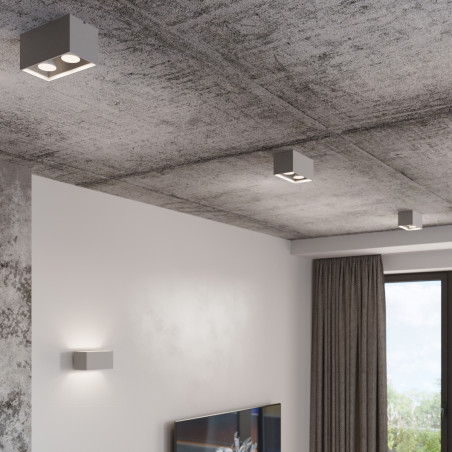 Lampa spot kwadratowa 2 punktowa szara Sollux Quad Maxi - Oświetlenie
