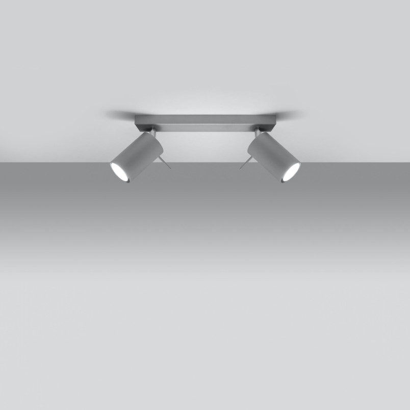 Reflektor sufitowy 2 punktowy Ring Long szary - Sollux
