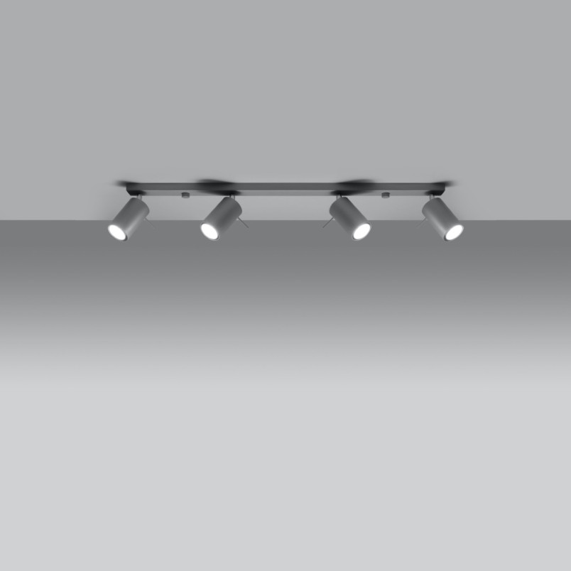 Reflektor sufitowy 4 punktowy Ring Long szary Sollux | Oświetlenie