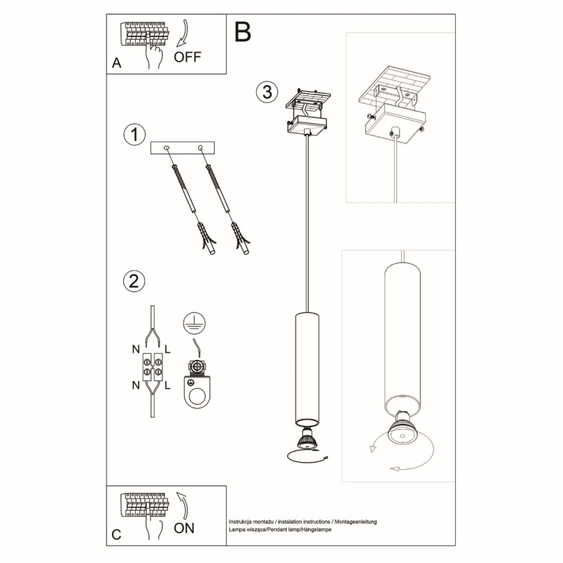 Lampa wisząca drewniana Lino 8cm Sollux | Skandynawski styl