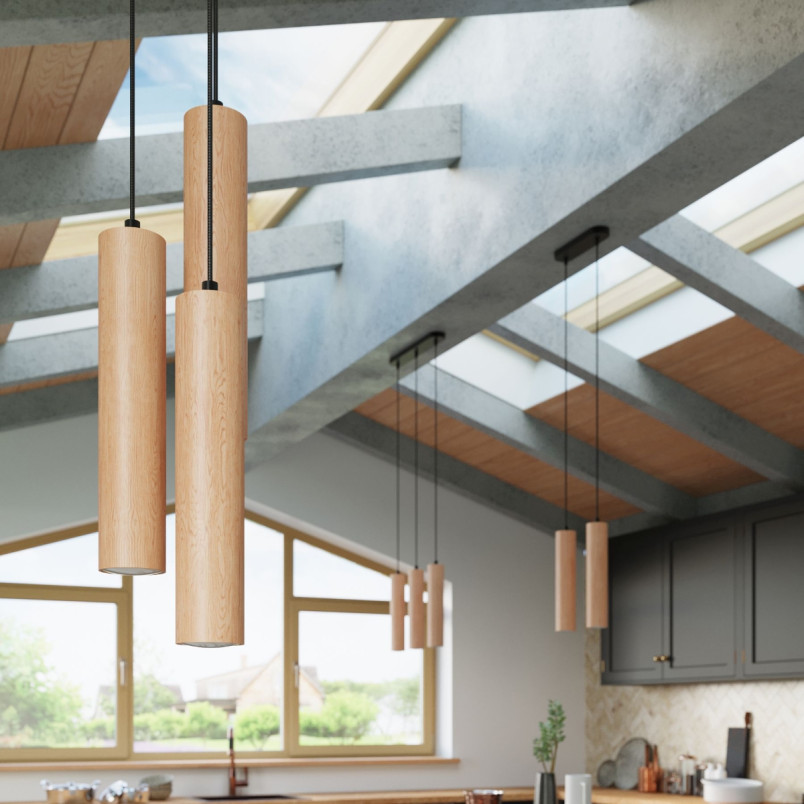 Lampa wisząca drewniana Lino 8cm Sollux | Skandynawski styl