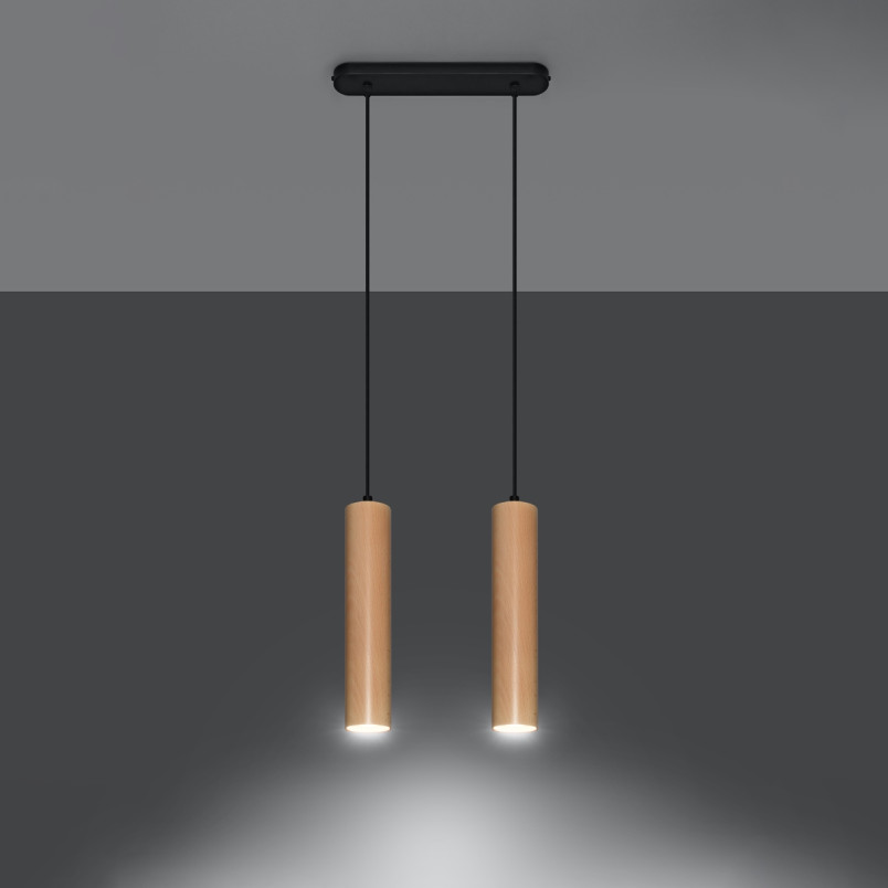Lampa wisząca drewniana Sollux Lino - Skandynawski design