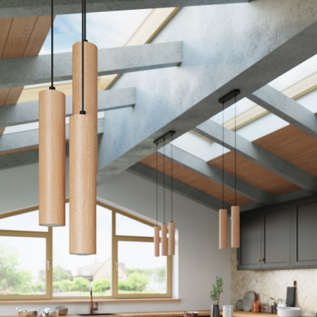 Lampa wisząca drewniana Sollux Lino - Skandynawski design