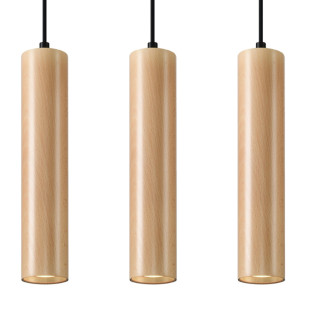 Lampa wisząca drewniana Lino - 3 tuby Sollux | Skandynawski design