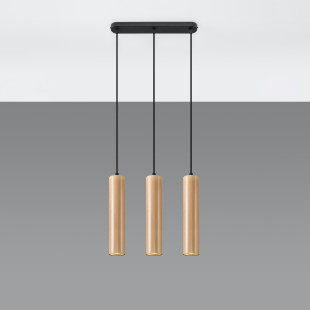 Lampa wisząca drewniana Lino - 3 tuby Sollux | Skandynawski design