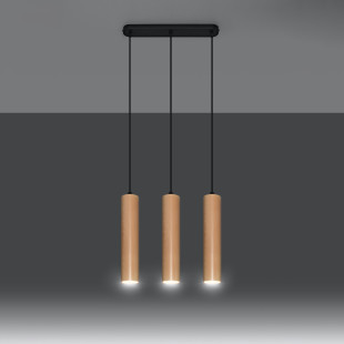 Lampa wisząca drewniana Lino - 3 tuby Sollux | Skandynawski design