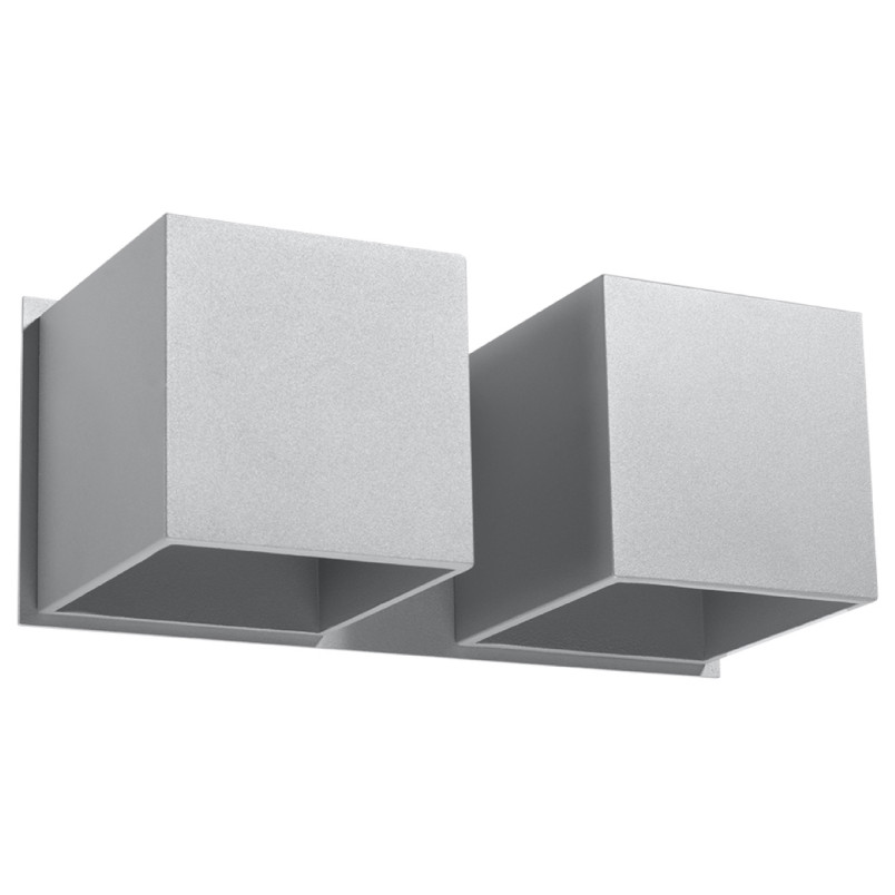 Kinkiet Quad Sollux - szary, nowoczesny design | Światło góra-dół