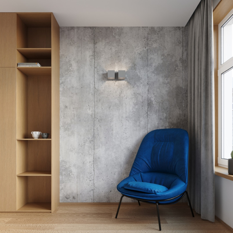 Kinkiet Quad Sollux - szary, nowoczesny design | Światło góra-dół