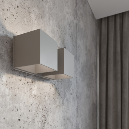 Kinkiet Quad Sollux - szary, nowoczesny design | Światło góra-dół