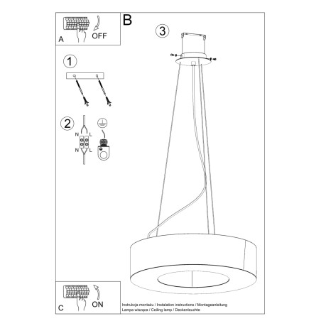 Lampa wisząca Saturno czarna Sollux | Nowoczesne oświetlenie